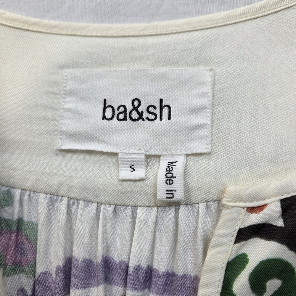 ba&sh Floral Boho Dress Size S Viscose Long Sleeve White Printed Mini - Picture 6 of 16